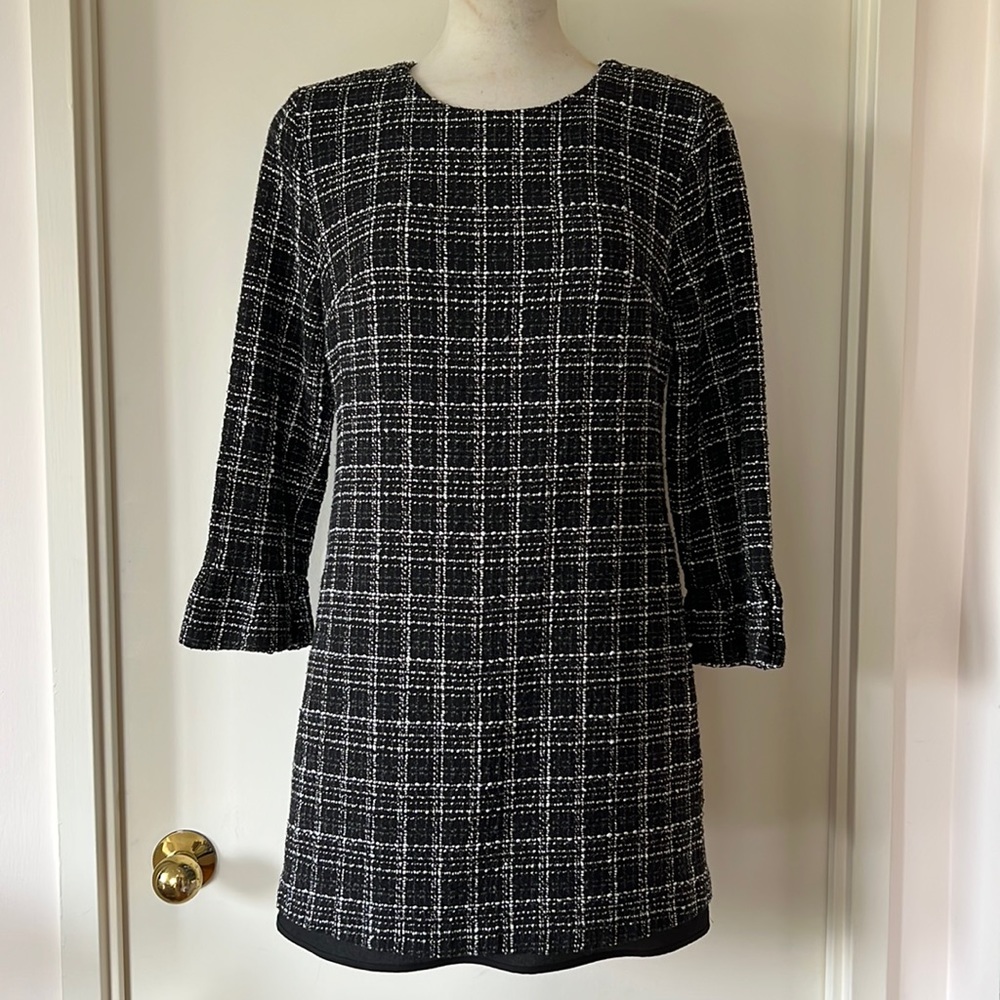 French Tweed Black/White Dress, Charlie Paige, M VGUC